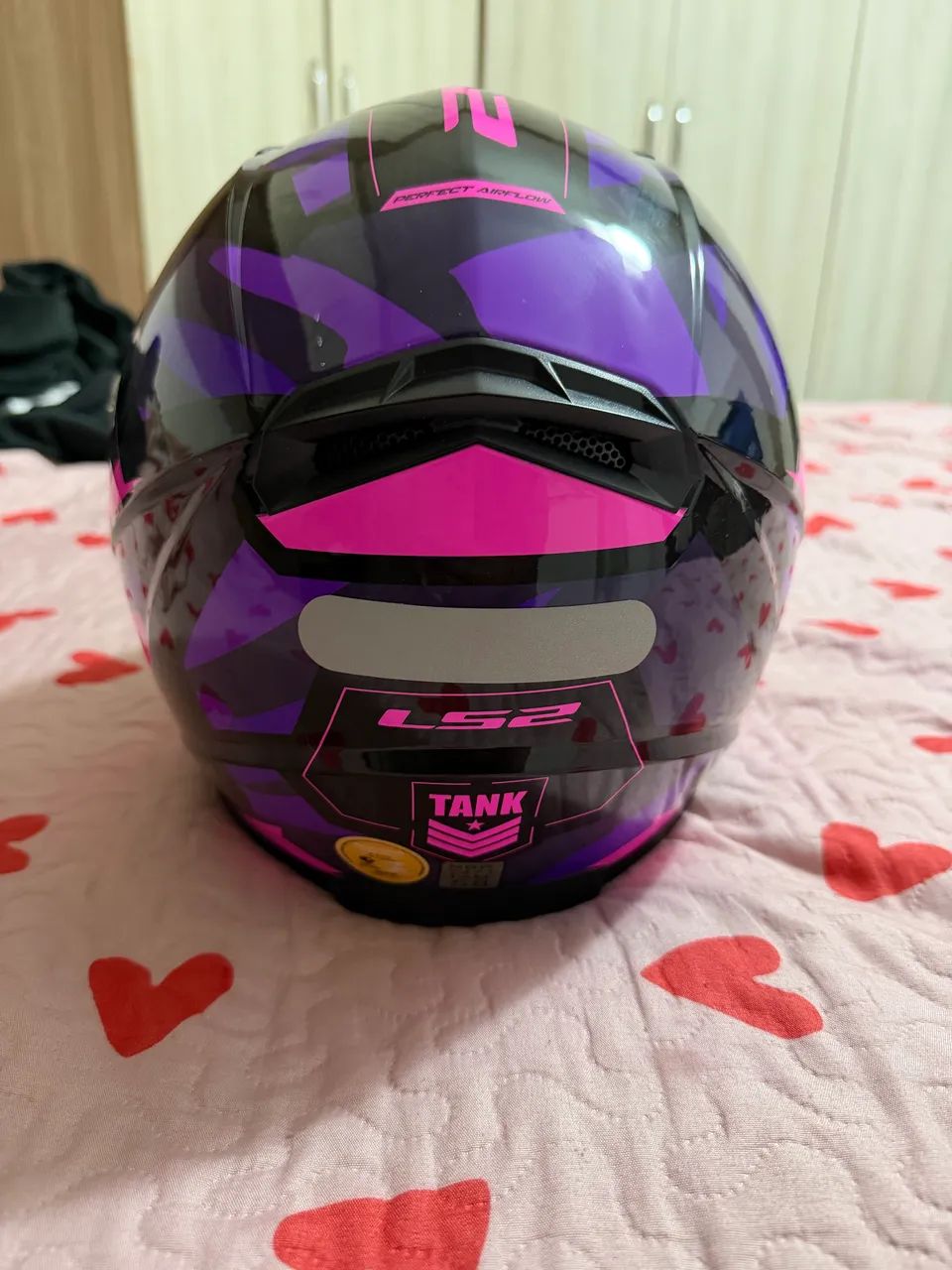 capacete ls2 ff358 tank roxo e rosa 58 - Foto 4