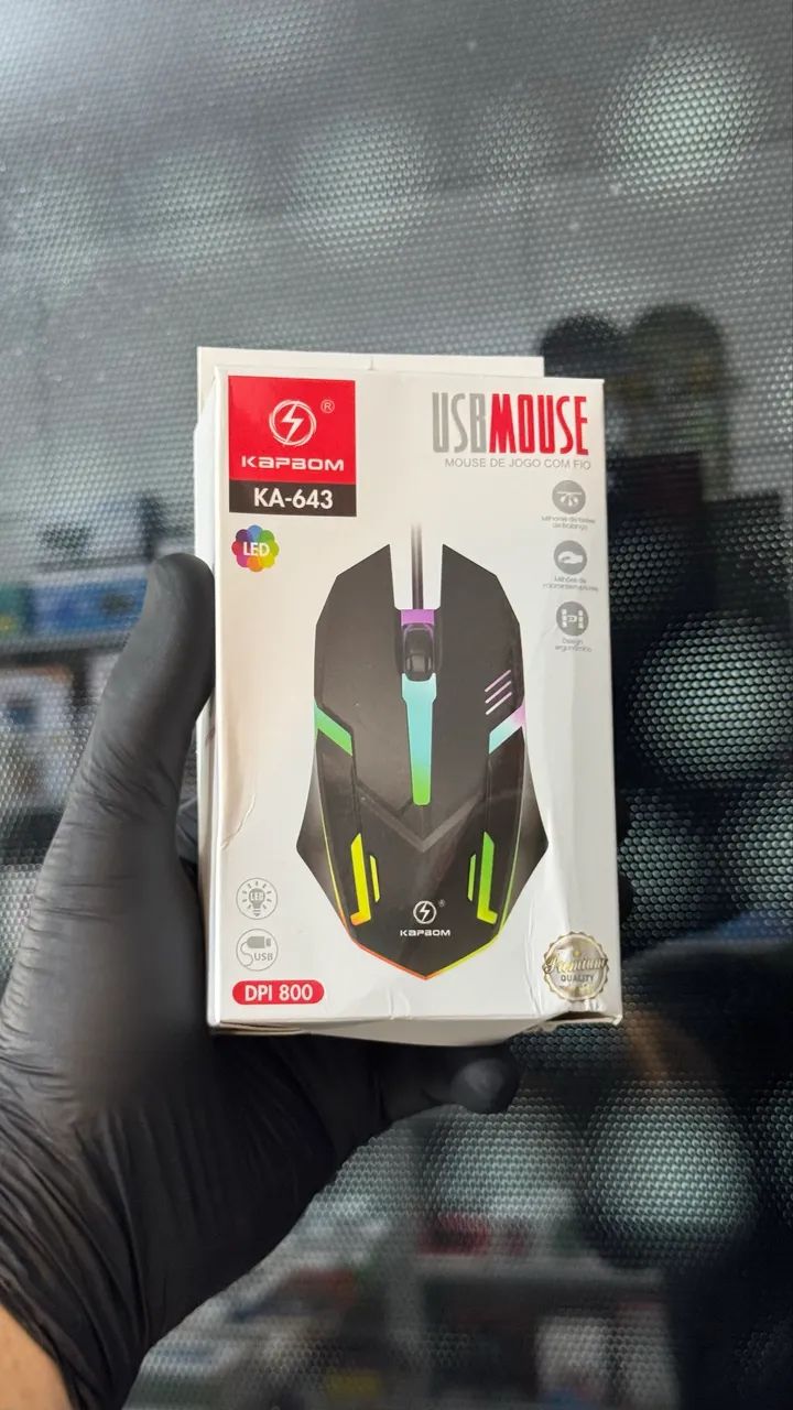 Mouse Gamer com Fio e LED Colorido Kapbom KA-643 - Pronta Entrega