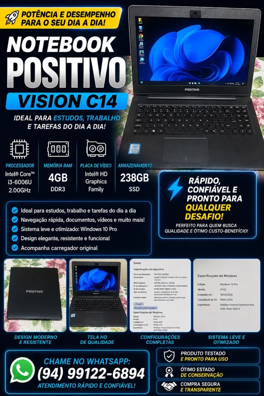 VENDO NOTEBOOK POSITIVO 