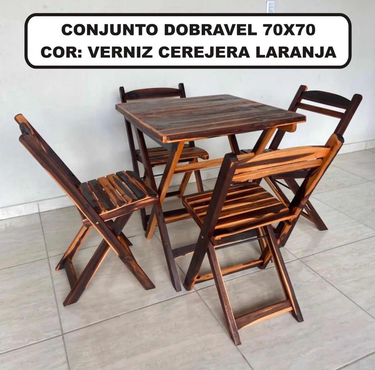 Conjunto envernizado 70x70 - Foto 2
