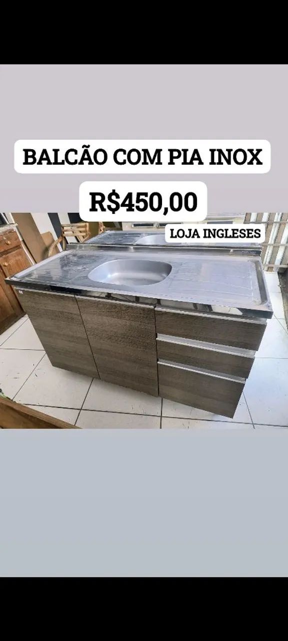 BALCÃO COM PIA INOX 