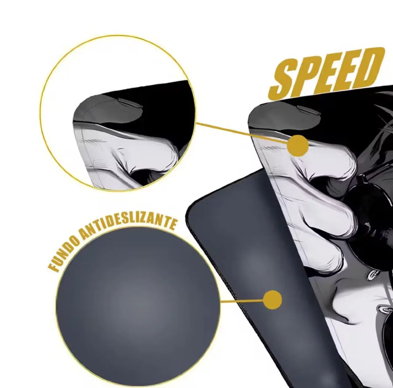 Mousepad Gojo preto e Branco 70x35cm speed p/desktop  - Foto 4