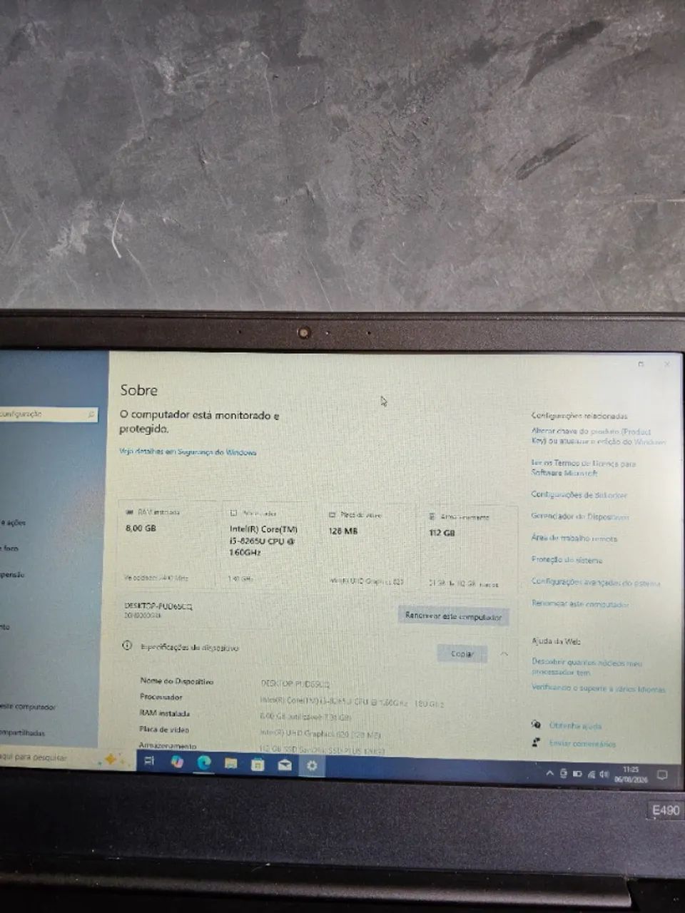 NOTEBOOK LENOVO THINKPAD E490|I5 8TH - 8GB RAM - 128GB SSD |14.1" - Foto 4