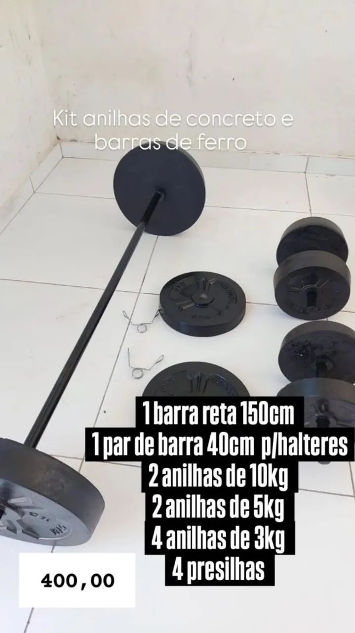 KITS DE PESOS E BARRAS PARA MUSCULAÇÃO  - Foto 3