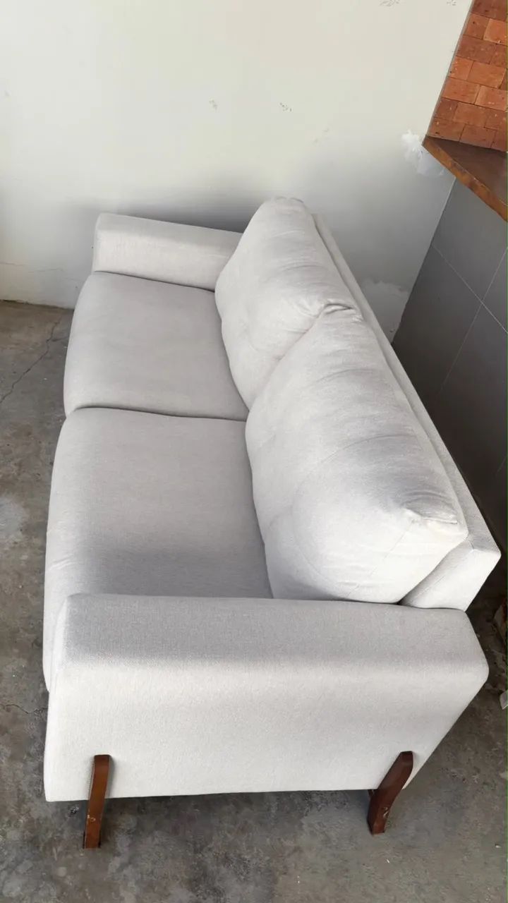 Sofá 3 lugares de linho branco off  - Foto 3