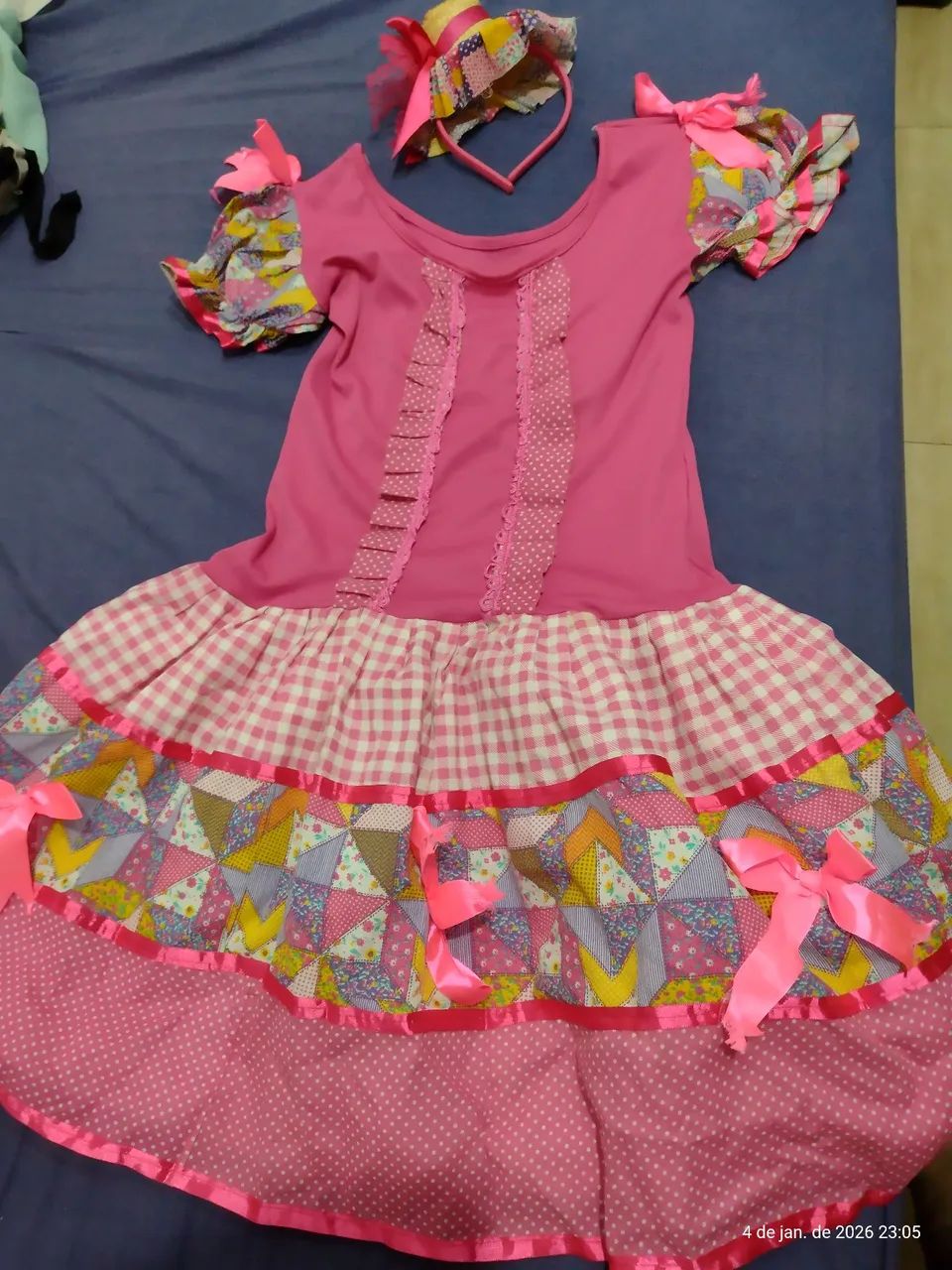 Vestido de Quadrilha feminino com chapéu de arco  - Foto 2