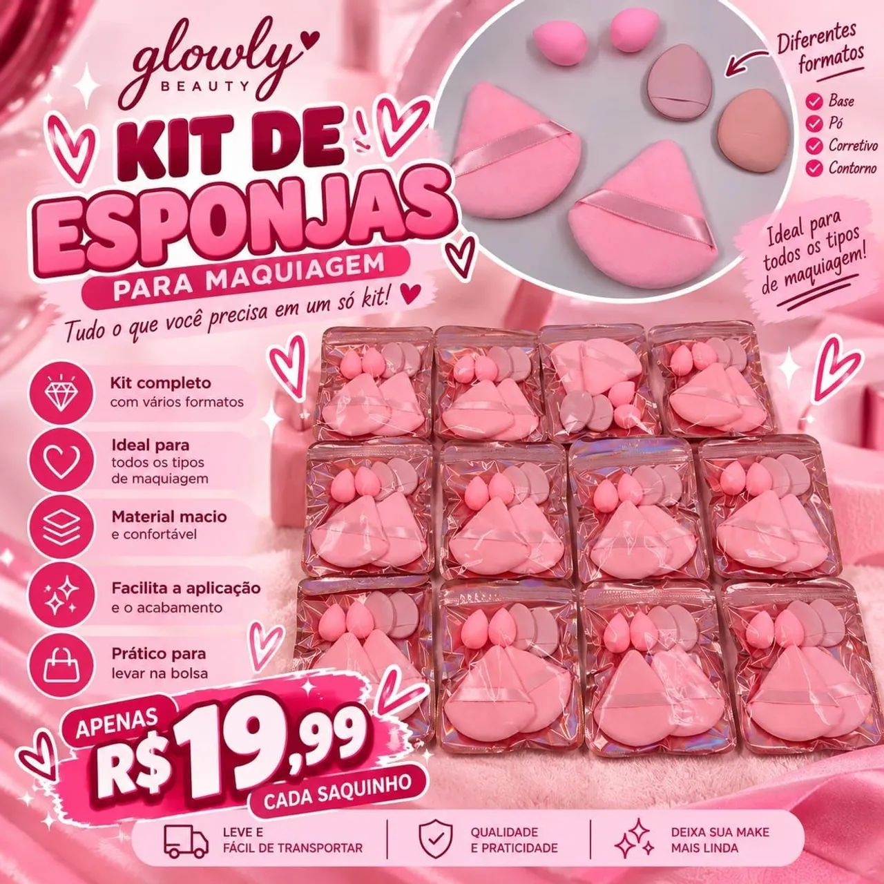 Kit esponja para maquiagem 