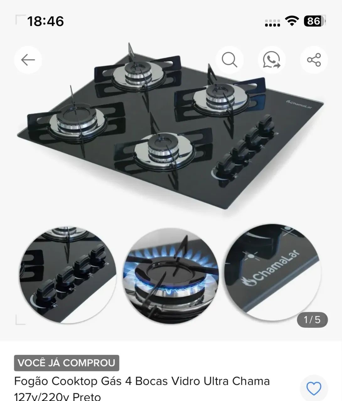 Cooktop 4bocas chamalar - Foto 4