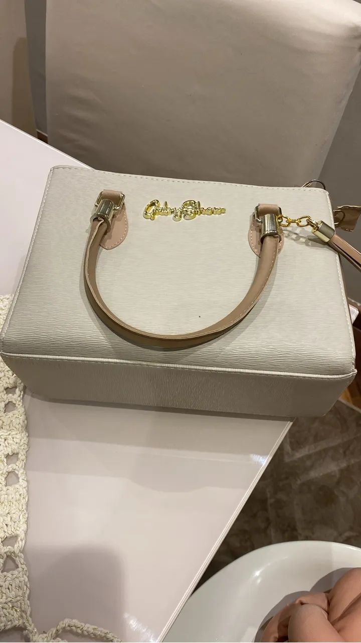Bolsa feminina bege com rosé  - Foto 3