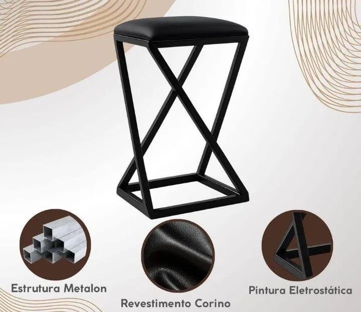 Banqueta baixa, acento de  puff ,estilo industrial 
