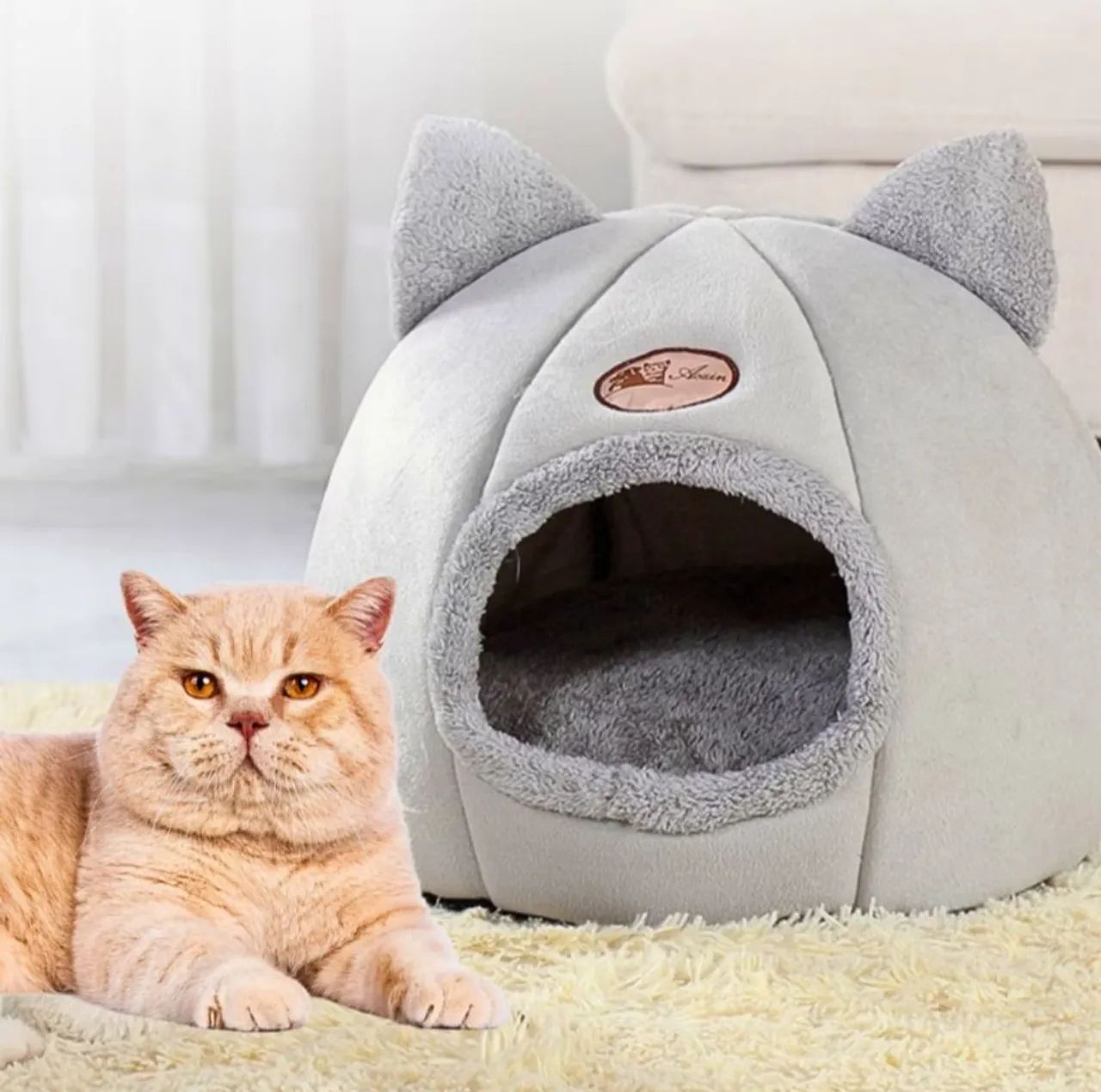 Casa Cama Tipo Toca Para Gato - Foto 4