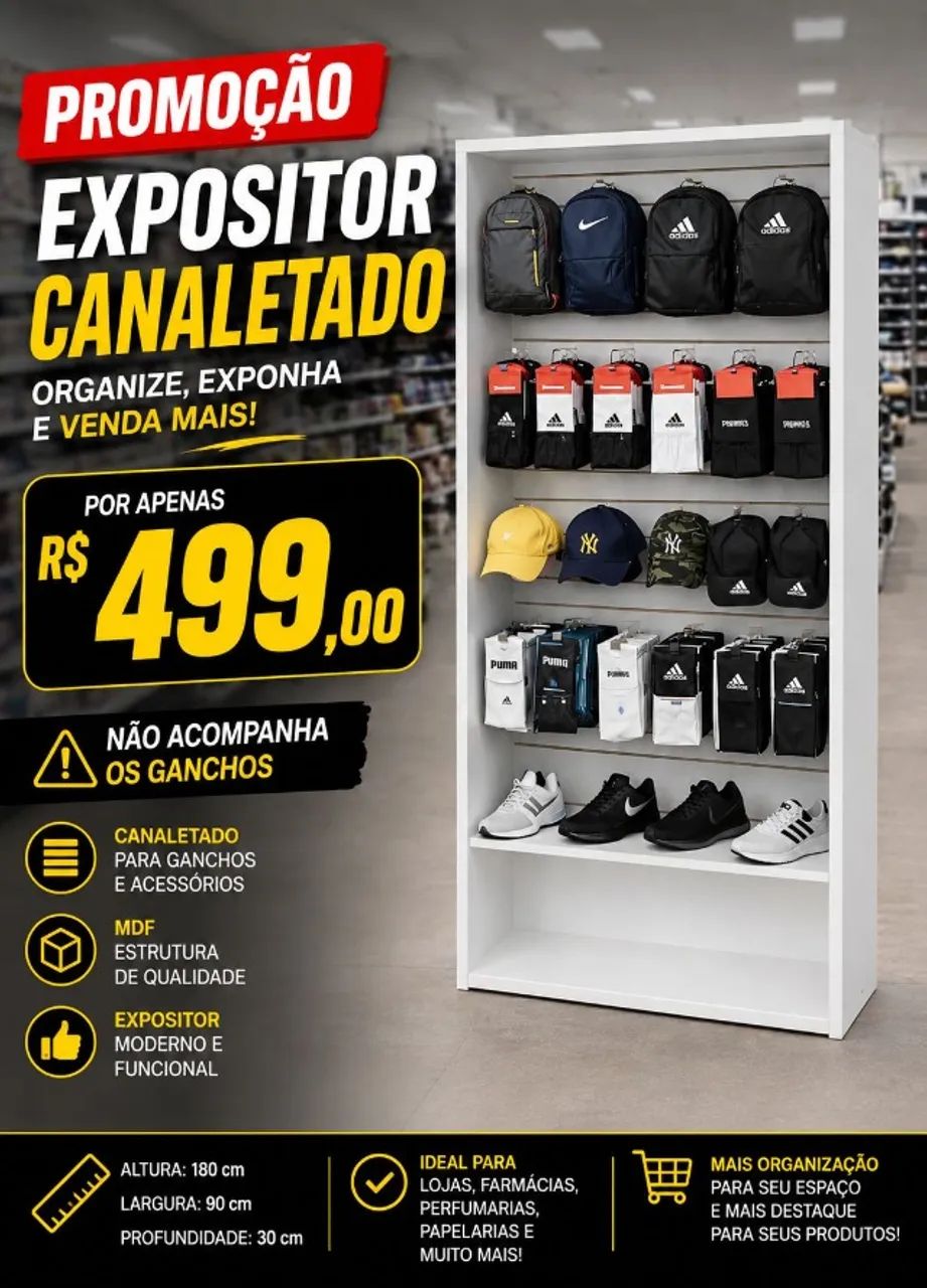 EXPOSITOR CANALETADO MDF NOVO  - Foto 3