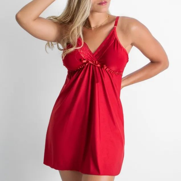 Camisola Sensual Sem bojo Em Microfibra Renda Conforto - Foto 4