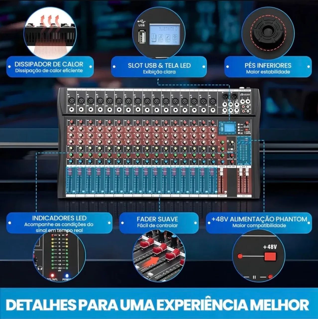 Mesa de Som Profissional 16 Canais - Foto 2