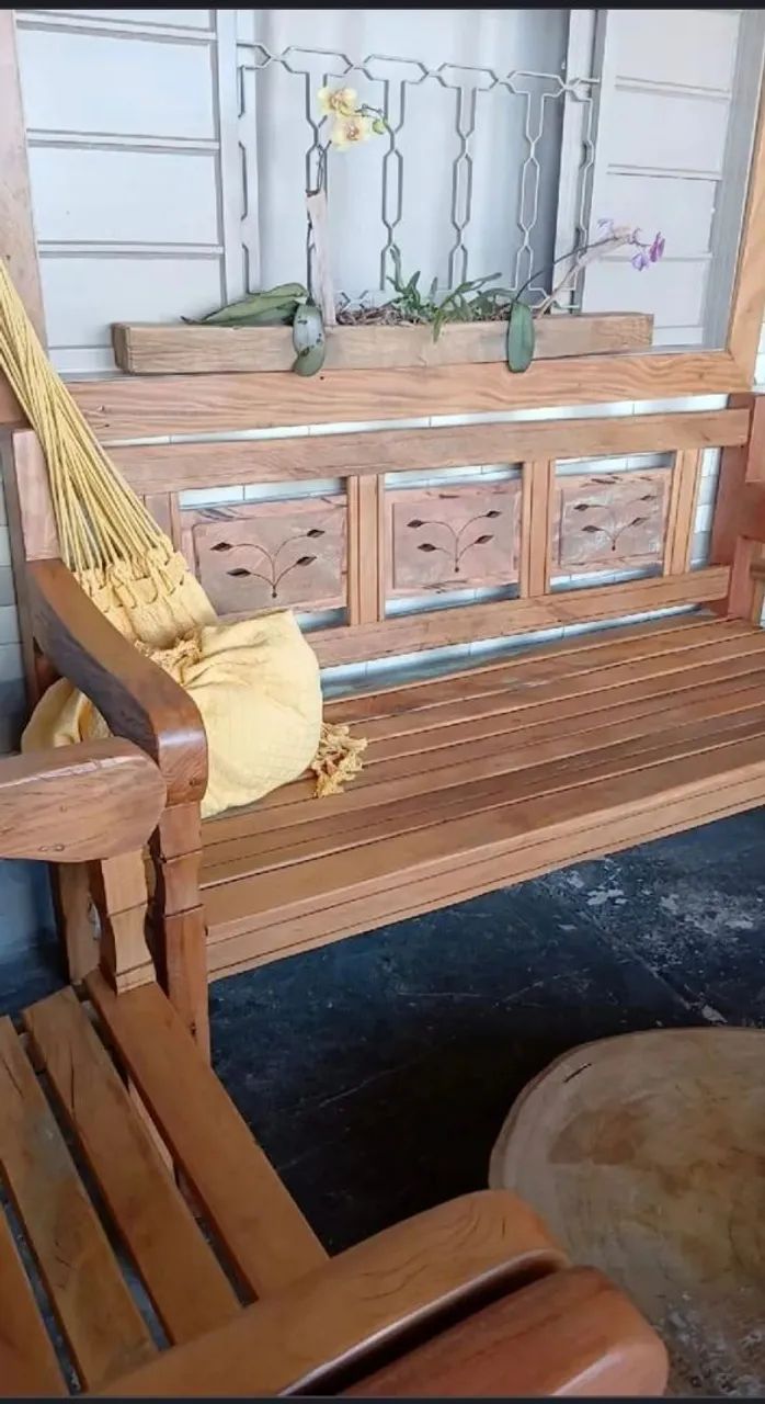 Jogo de Namoradeira com Mesa de Centro em Peroba Rosa - Fazemos móveis sob encomenda  - Foto 4