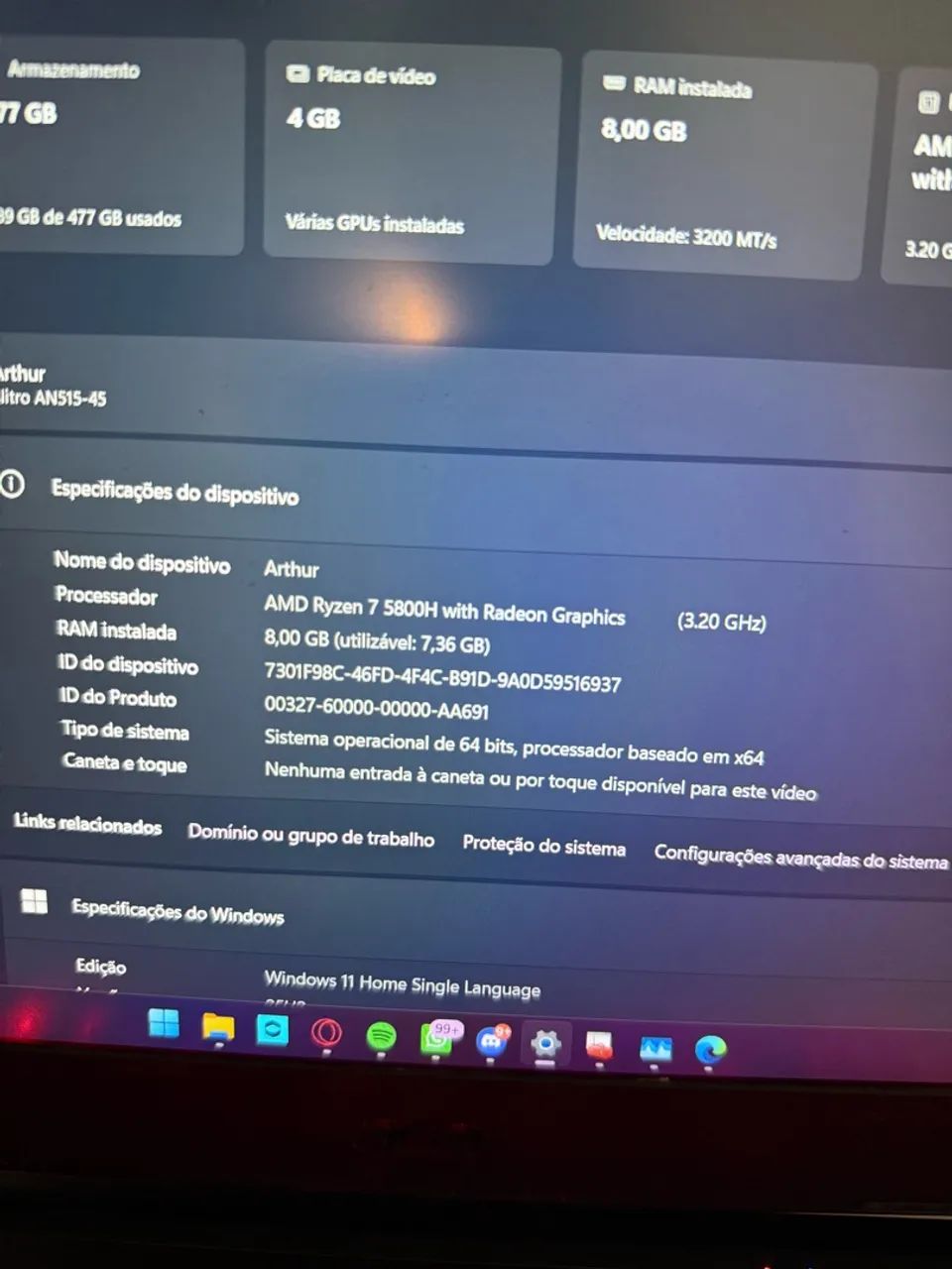 NOTEBOOK ACER NITRO 5 - BEM CONSERVADO  - Foto 3