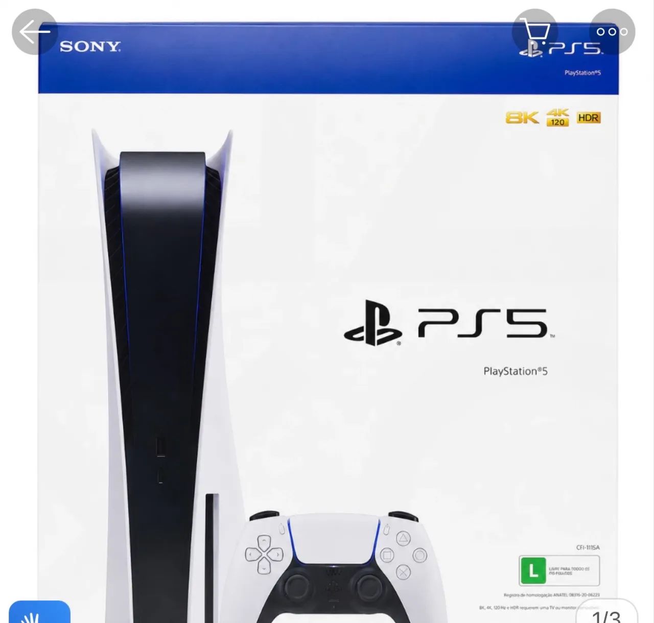 Ps5 fat com controle preto