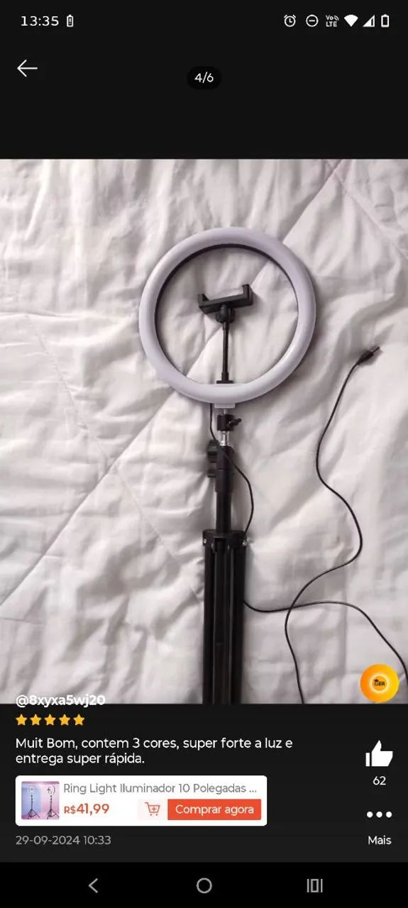Ring Light iluminador 10 polegadas com tripé  - Foto 5