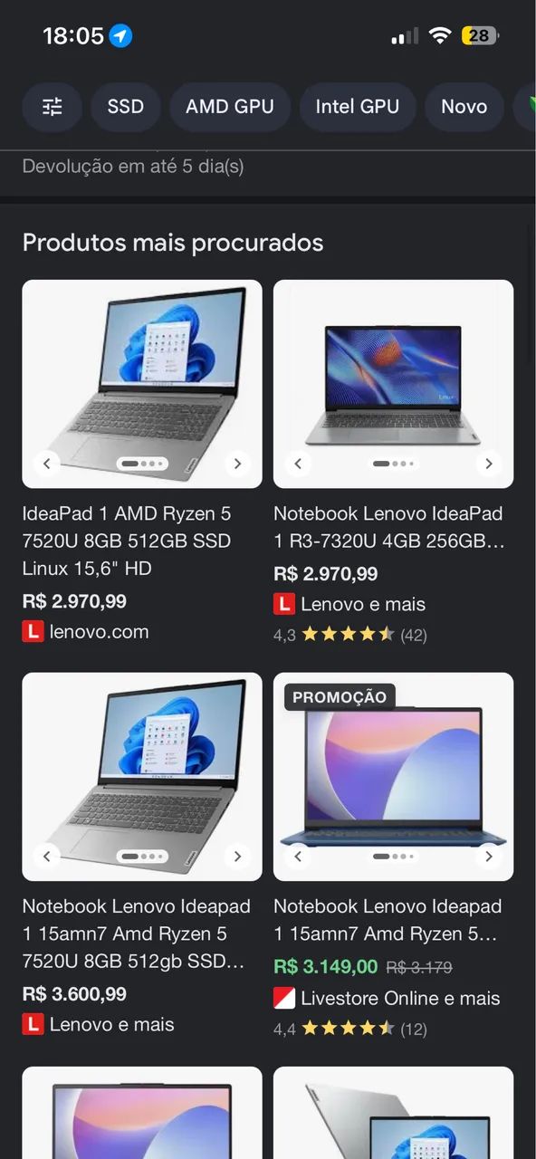 Notebook Lenovo IdeaPad 1 15AMN7 Ryzer 5 - sistema Linux - Foto 4
