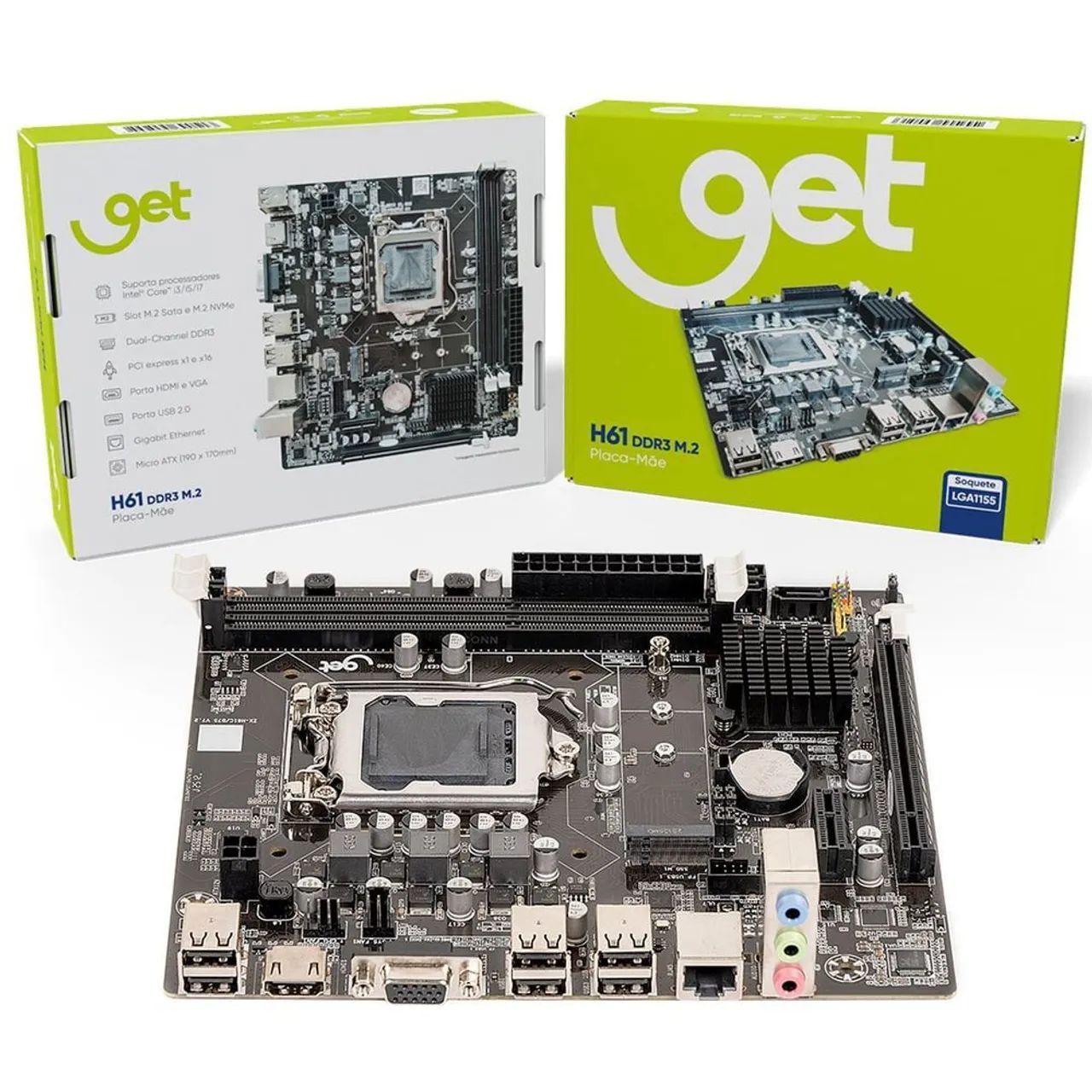 Placa-Mãe Get H61 DDR3 M2 LGA 1155,  - Foto 2