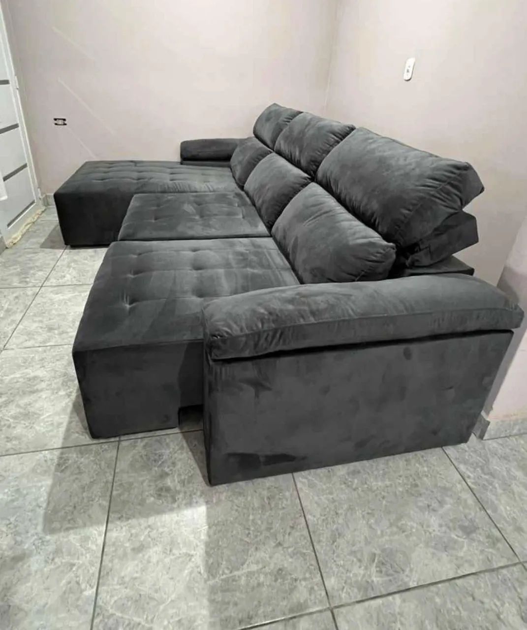 Sofá modular reclinável - cinza escuro 