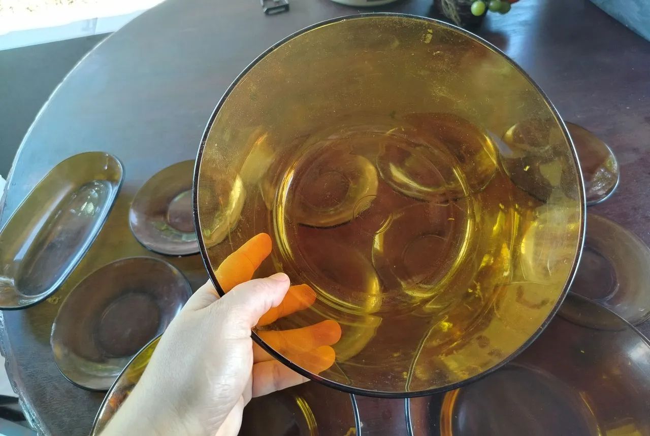 Conjunto de louça de vidro âmbar Duralex vintage anos 70/80 - Foto 2