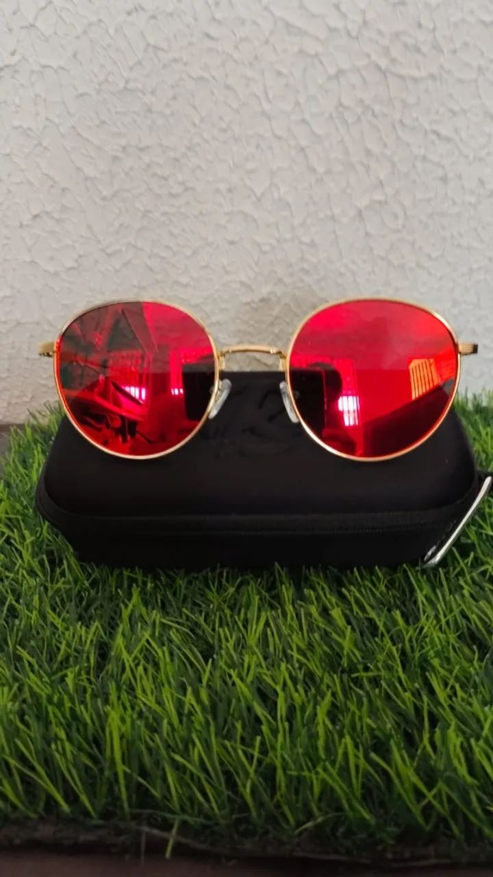 óculos de sol moda de metal redondo polarizado