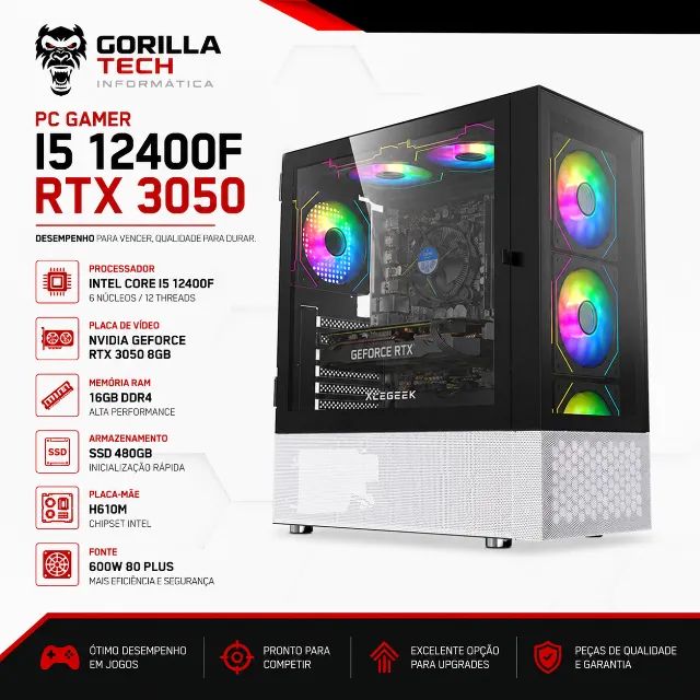 PC Gamer i5 12400F RTX 3050, 16GBs SSD 480GB