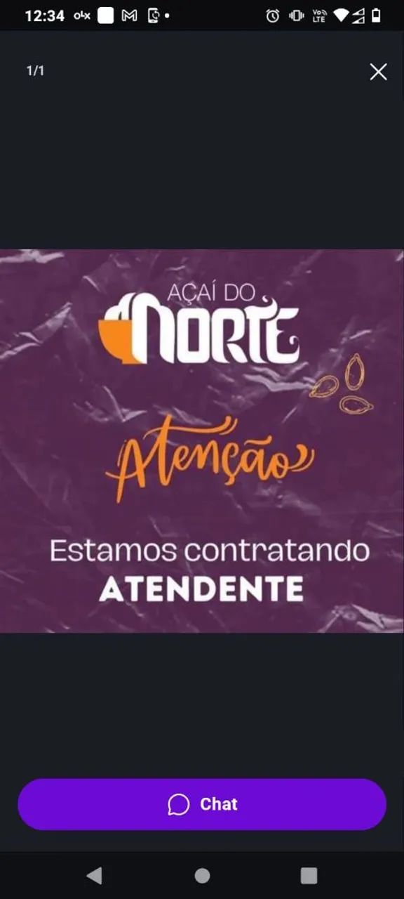 Vaga para atendente