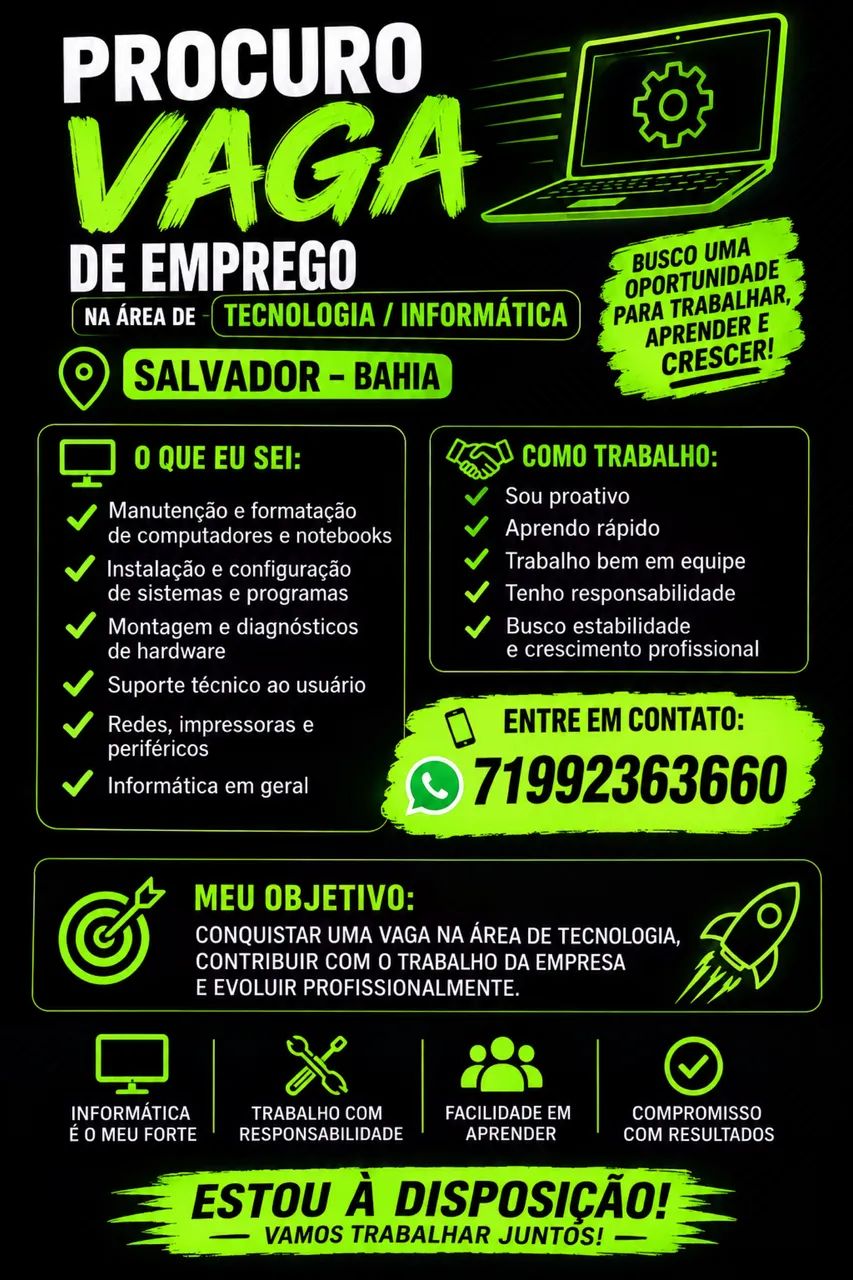 Trabalho com tecnologia - informática 
