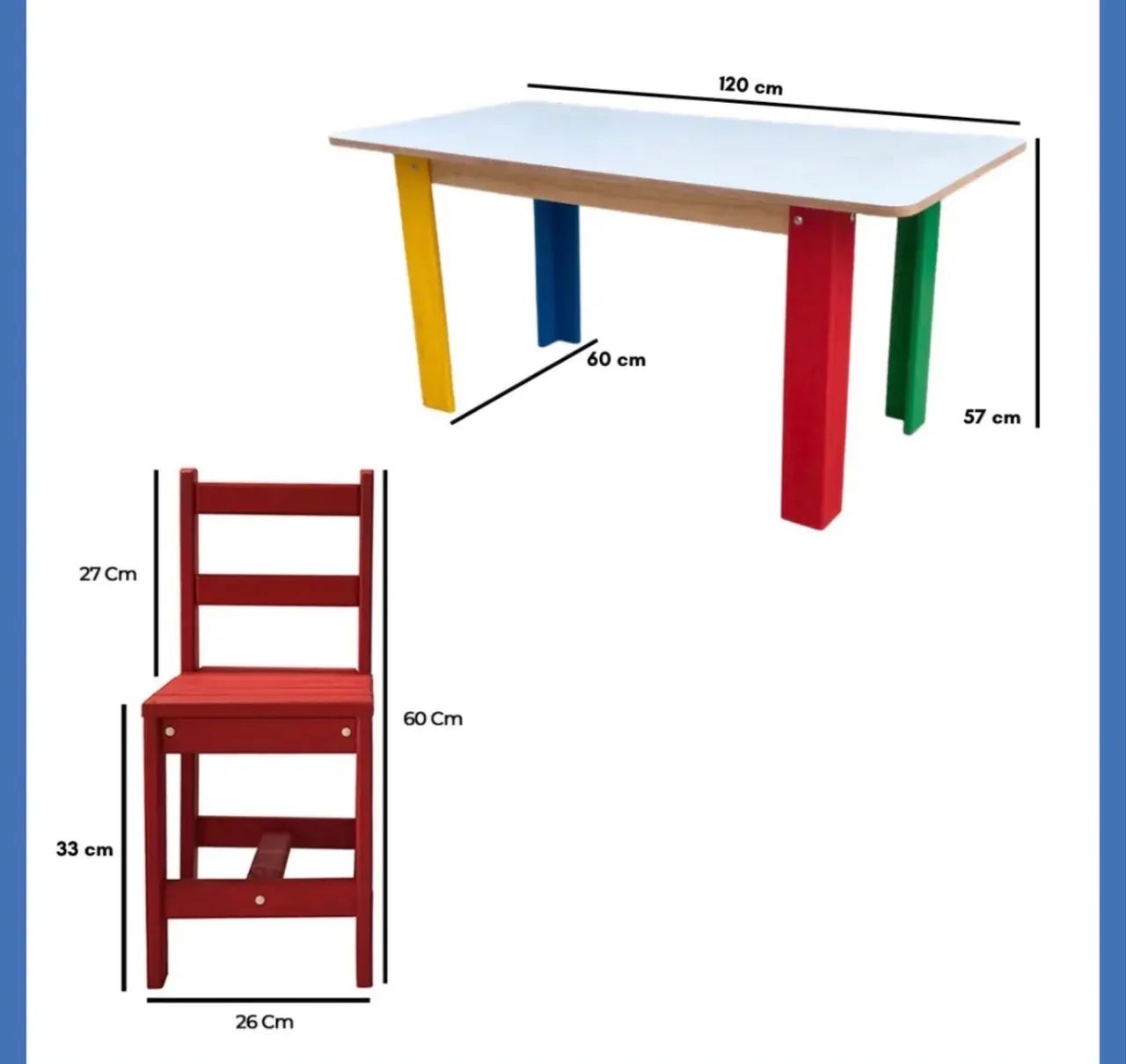 Conjunto mesa infantil de madeira com 6 cadeiras - Foto 3