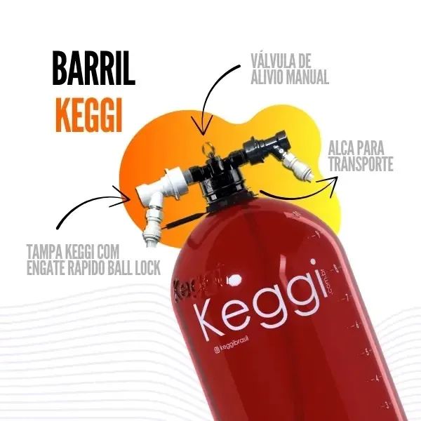 Barril keggi 10 litros com conexão ball lock
