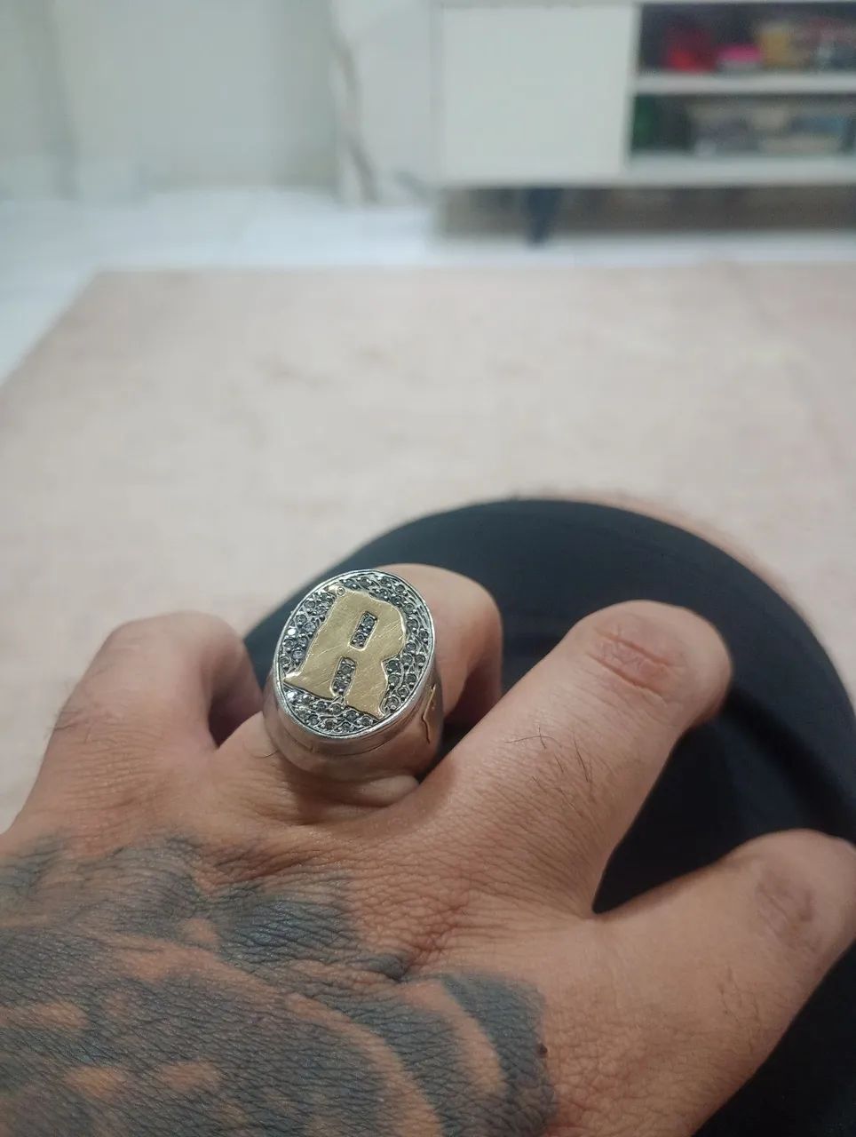 Lindo Anel dedeira em prata e ouro  - Foto 2