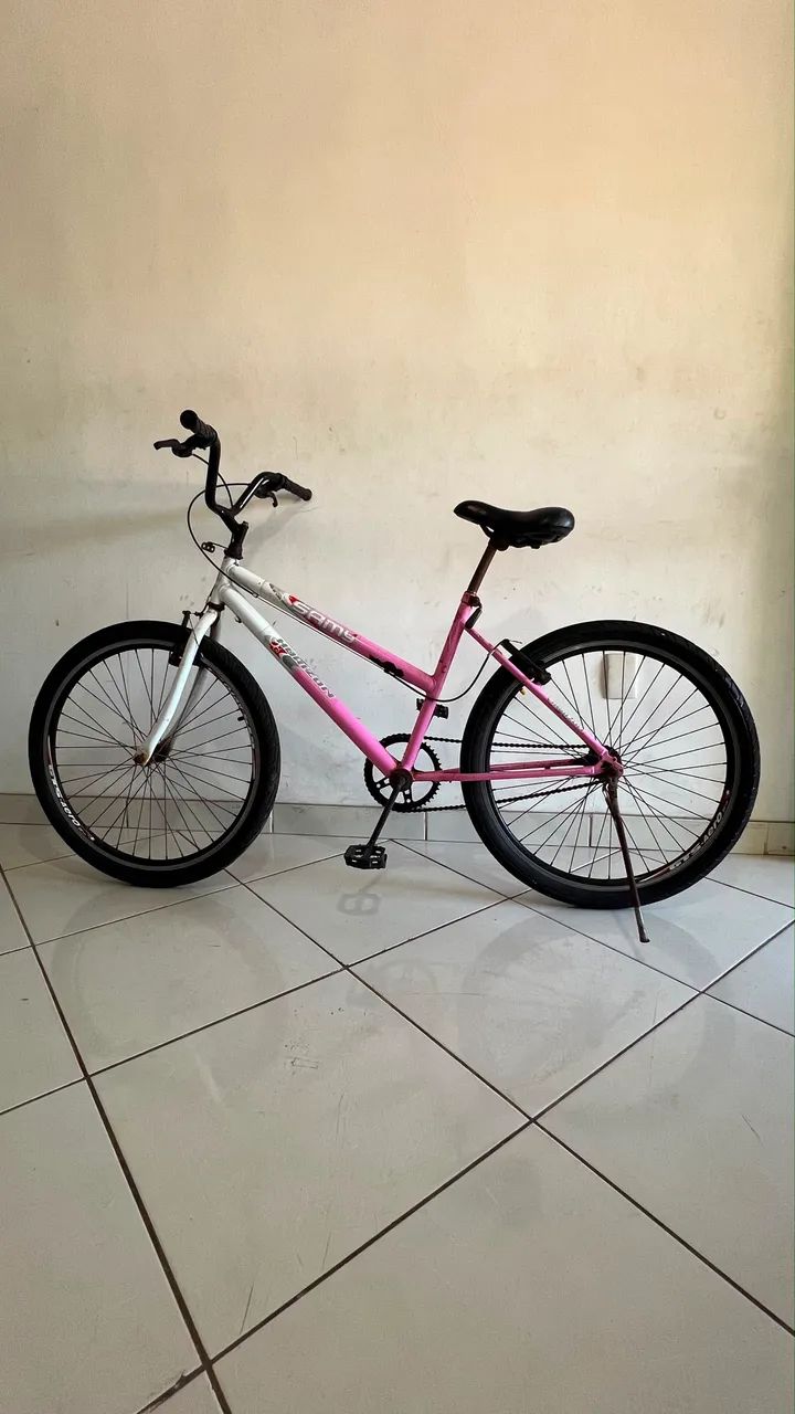 Bicicleta Aro 26 Samy Rosa e Branca - Ótimo Estado - Foto 4