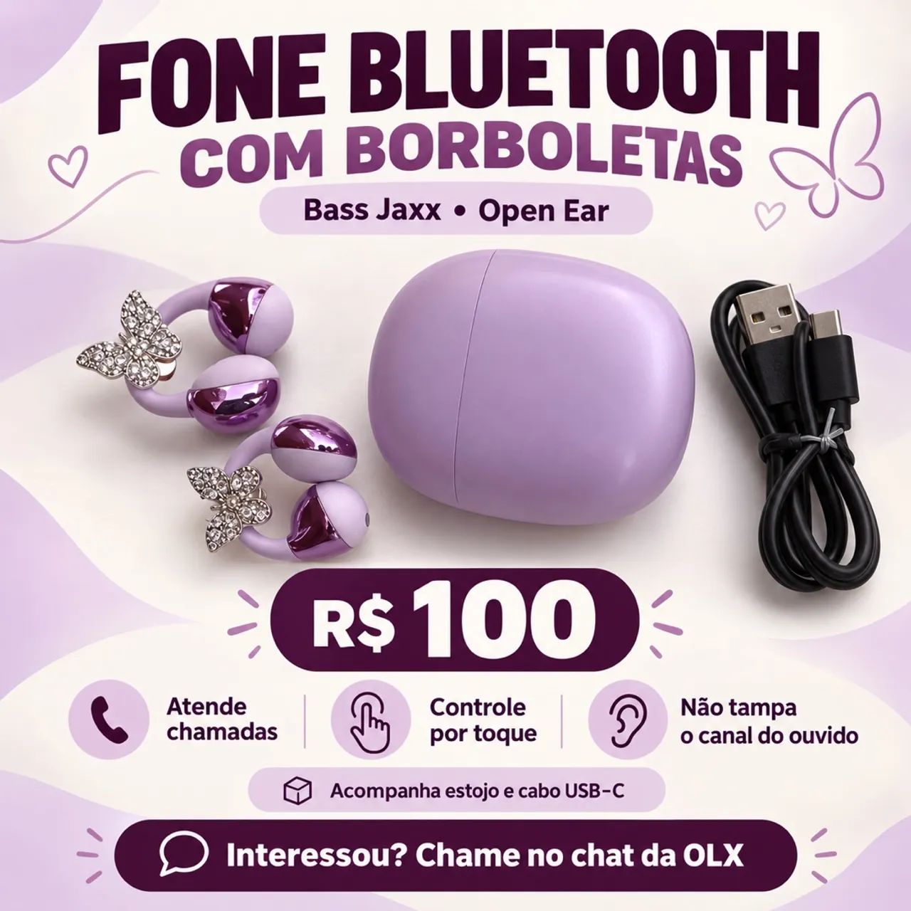 Fone com Borboletas