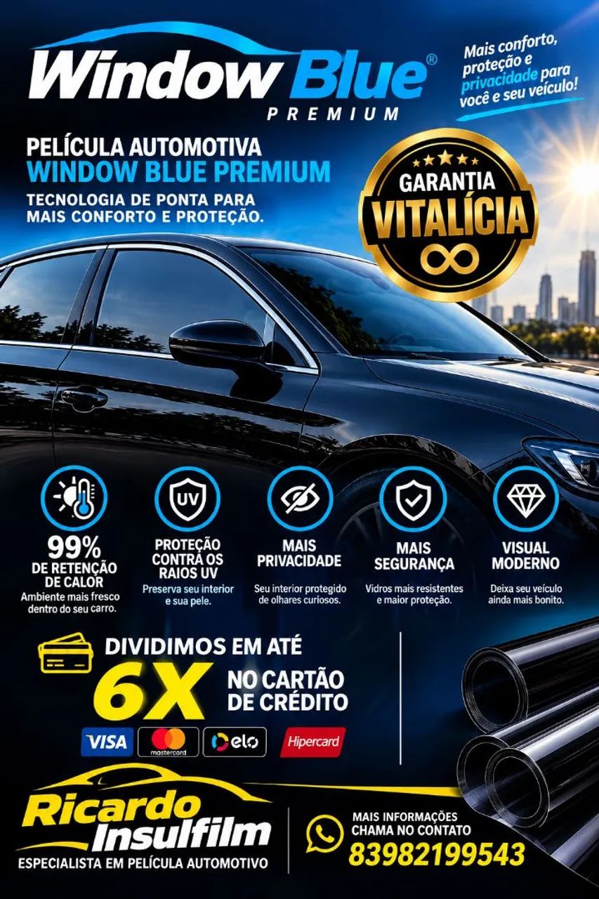 Película fumê Window Blue premium 