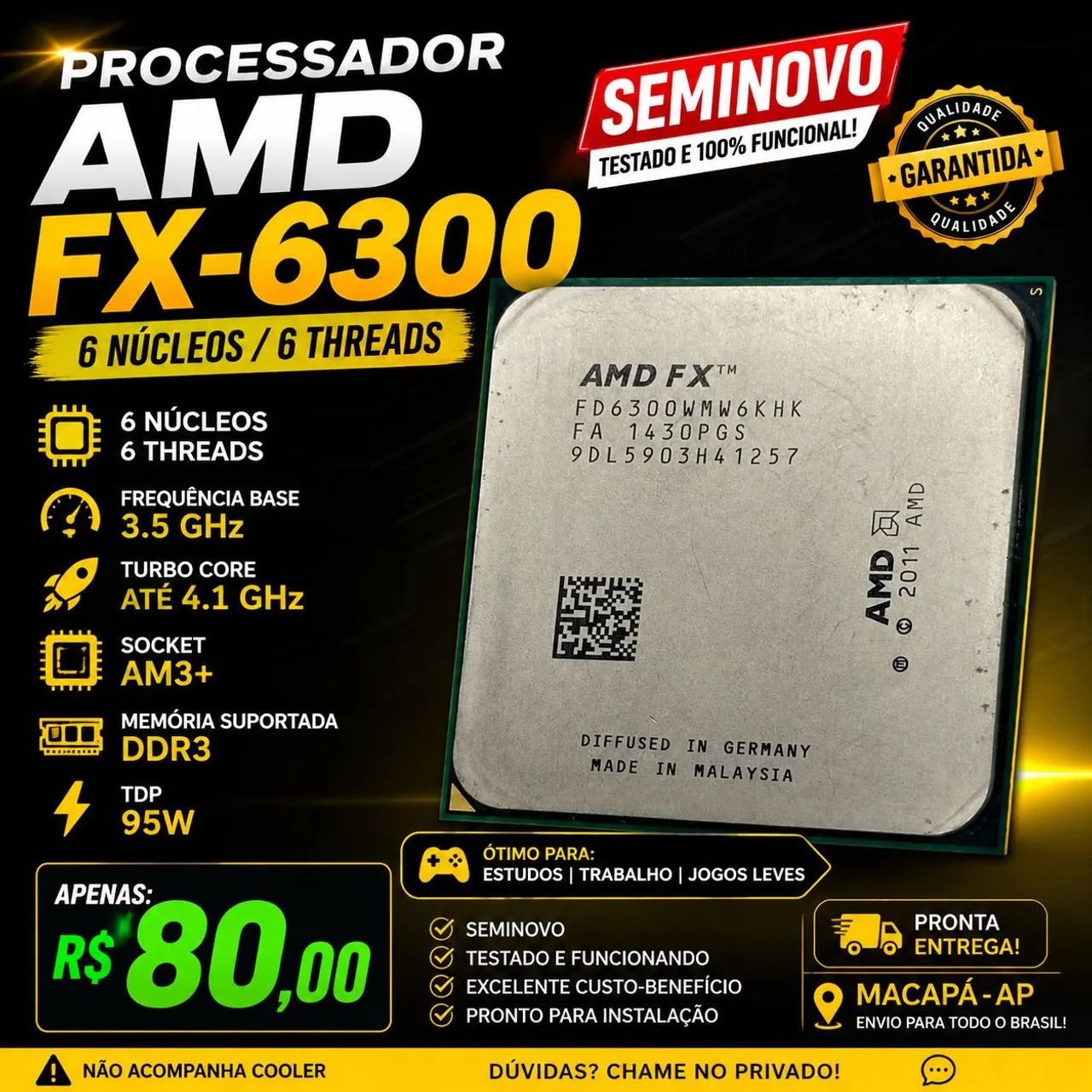 PROCESSADOR AMD FX 6300