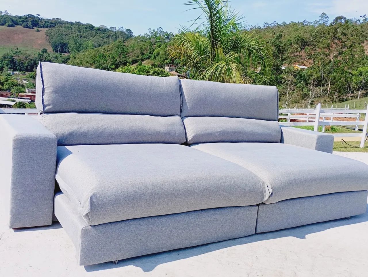 Sofa retratil de linho 2,90m cinza !! - Foto 4