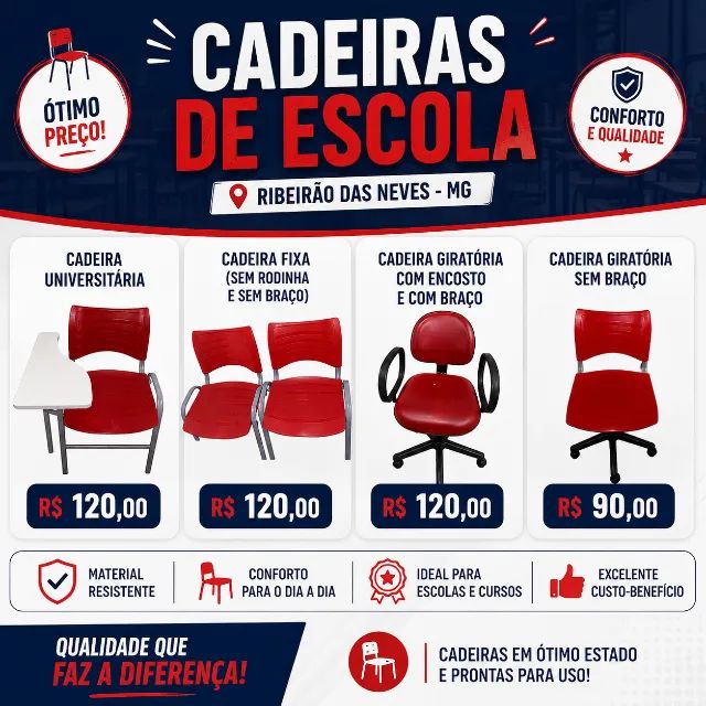 Cadeiras de escritorio e giratorias