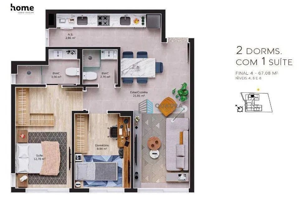 Apartamento com 2 Dormitórios à Venda no bairro Cacupé, Florianópolis !! - Foto 3