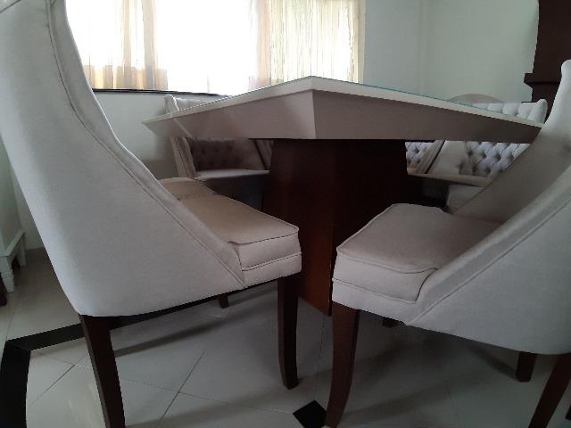 Promocão-Mesa quadrada com tampo vidro laqueado ICE +8 poltronas russia - Foto 3