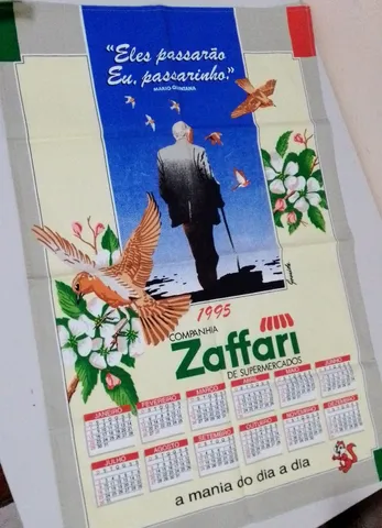 Pano de prato em formato de calendário antigo e novo de 1995 da Karsten