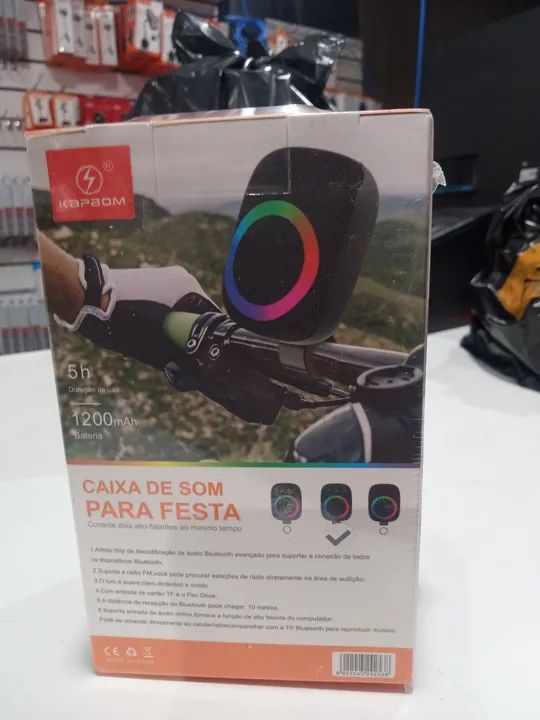 Caixa De Som Bluetooth Para Bike Moto Com LED Suporte Impermeável ORIGINAL KAPBOM KA-8777 - Foto 6