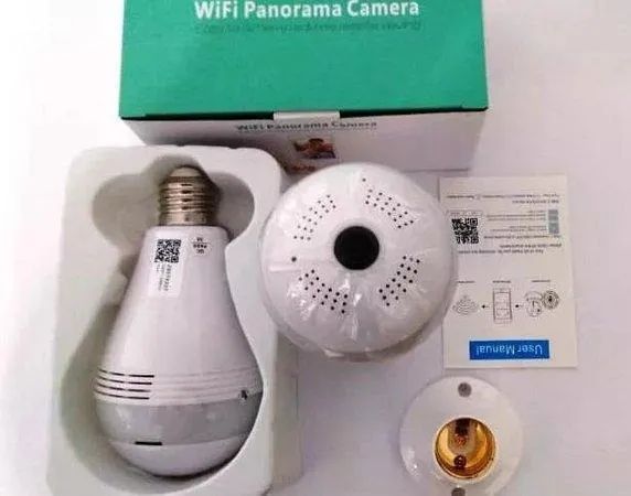 Lâmpada Espiã Câmera Ip Led Wifi Hd Panorâmica 360º Celular