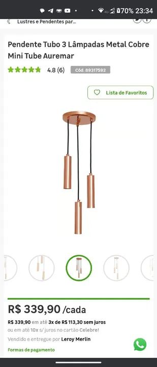 Luminária pendente 3 lampadas - Foto 5