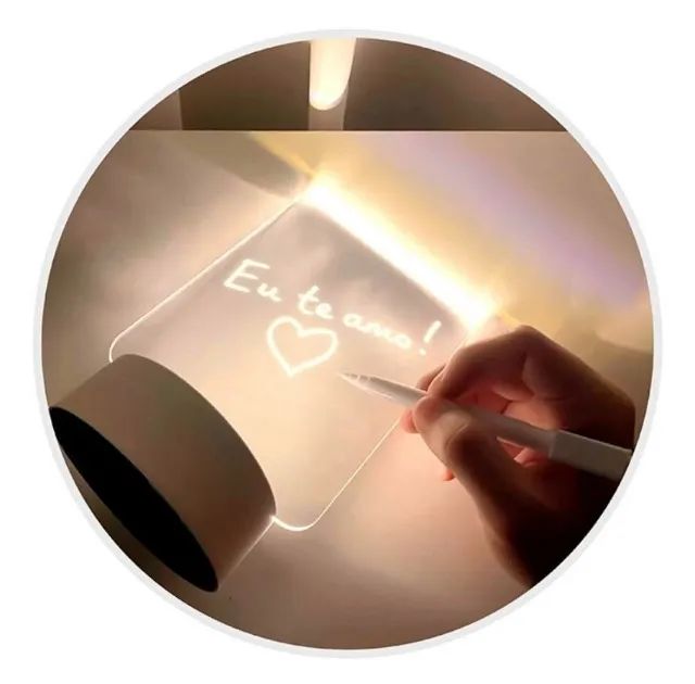 Luminária 3D de Escrever tipo Lousa, Acrílico + Caneta