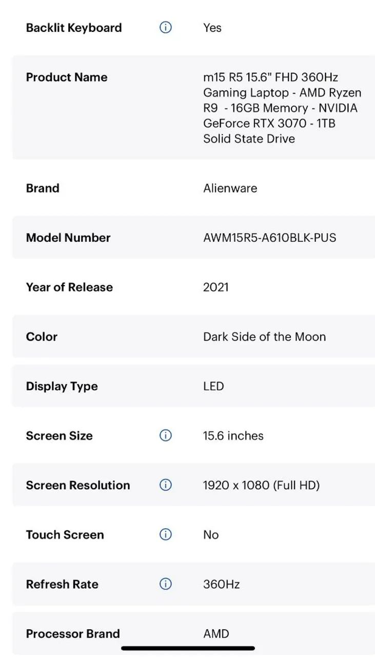 Alienware m15 R5 15.6'' FHD 360Hz Gamer - Foto 2