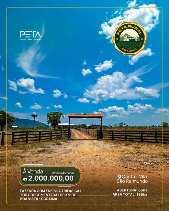 Fazenda documentada | Energia Trifásica | 03 poços artesianos | Igarapé | Cantá