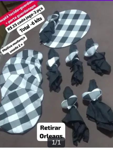Jogo de 3 Peças de Guardanapo para Mesa -  Motivo Mudança