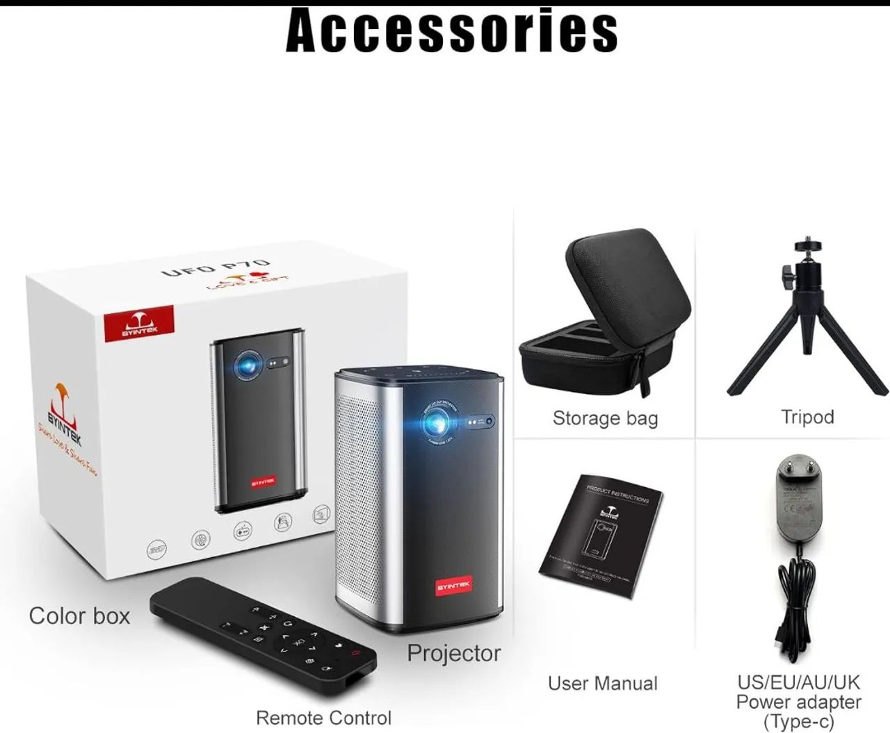 Projetor Portátil BYINTEK P70 e  Tela De Projeção Mapa Dual Cine 90 Polegadas <br> - Foto 5